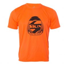 CAMISETA SIUX ENTRENAMIENTO NARANJA FLUOR LOGO NEGRO