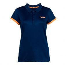 POLO NOX PRO AZUL MARINO LOGO NARANJA FLOR MUJER