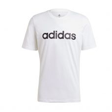 CAMISETA ADIDAS ESSENTIALS LOGO LINEAL BORDADO BLANCO NEGRO