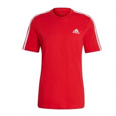 CAMISETA ADIDAS ESSENTIALS 3 FRANJAS ROJO BLANCO