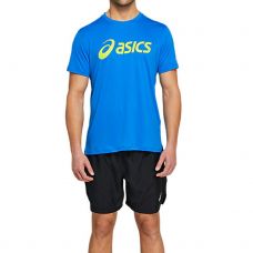 T SHIRT ASICS ARGENT BLEU