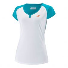 T-SHIRT BABOLAT PLAY CAP BLANC BLEU FEMME