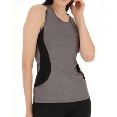 CAMISETA LOTTO RUN FIT MEL GRIS NEGRO MUJER