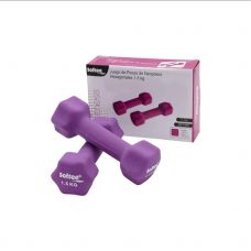 JUEGO PESAS NEOPRENO HEXAGONAL 1.5KG VIOLETA