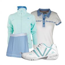 PACK VARLION ZAPATILLAS V-ADVANCED CELESTE, CHAQUETA MD12S10, FALDA ANIVERSARY Y POLO ORIGINAL