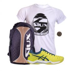 PACK ASICS GEL CHALLENGER 11 CLAY Y MOCHILA SIUX TRAIL 2.0 GOLD