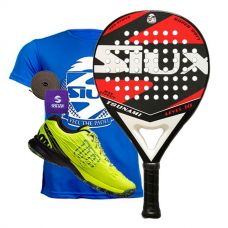 PACK SIUX TSUNAMI ROJA Y ZAPATILLAS WILSON KAOS SAFETY AMARILLO