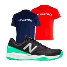 PACK NEW BALANCE MCH796 NEGRO Y 2 CAMISETAS VISION