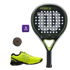 PACK WILSON CARBON FORCE PRO Y ZAPATILLAS WILSON KAOS SAFETY AMARILLO