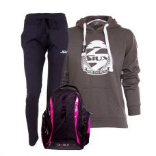 PACK SIUX SAC A DOS DIABLO FUCHSIA PANTALON BLEU ET SWEAT-SHIRT FEMME BELICE GRIS