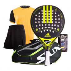 PACK ADIDAS NITROCHARGE CTRL 1.8 Y PALETERO SIUX MASTERCOMBI AMARILLO