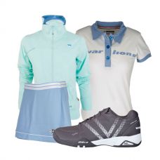 PACK VARLION ZAPATILLAS V-PRO MAX GRIS, CHAQUETA MD12S10, FALDA ANIVERSARY Y POLO ORIGINAL