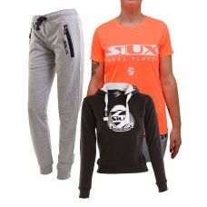 PACK EQUIPACIN SIUX, CAMISETA CORAL, PANTALN DIABLO GRIS  Y SUDADERA BELICE NEGRA