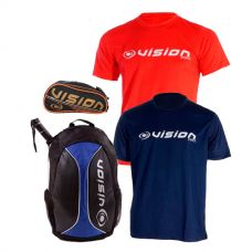 PACK MOCHILA VISION AZUL, NECESER VISION PRO Y CAMISETAS VISION AVALANCHE
