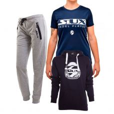 PACK EQUIPACIN SIUX MUJER, CAMISETA ECLIPSE MARINO, PANTALN DIABLO GRIS Y SUDADERA BELICE MARINO