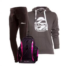 PACK SIUX SAC A DOS PANTALON NOIR ET SWEAT-SHIRT FEMME BELICE GRIS