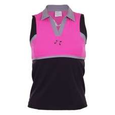 POLO OCHO PADEL SIN MANGAS GRIS ROSA