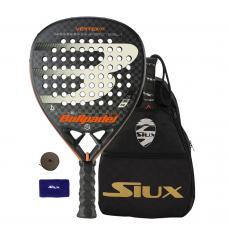 PACK BULLPADEL VERTEX 03 Y BANDOLERA SIUX ORO