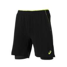 PANTALON CORTO ASICS PADEL PLAYERS NEGRO AMARILLO