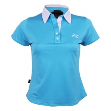 Polo Ocho Padel Celeste Cuello Blanco