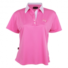 POLO OCHO PADEL ROSA CUELLO BLANCO