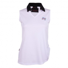 Polo Ocho padel sin mangas cuello V blanco negro