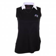 Polo sin mangas cuello v negro blanco