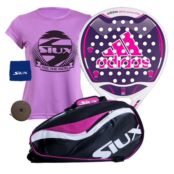 PACK ADIDAS DRIVE WOMAN EVO Y PALETERO SIUX SPARTAN| Ofertones en packs de  pádel